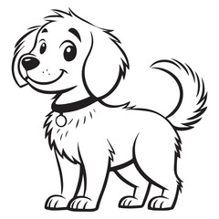 Cute Dog Vector illustration line art Drawing black and white