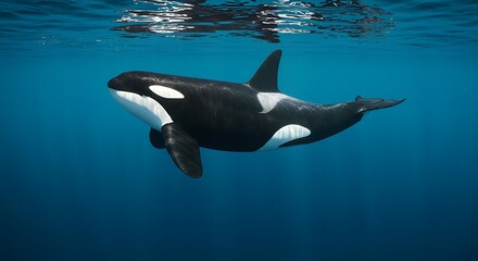 Ocean's Majesty: A Killer Whale's Graceful Swim