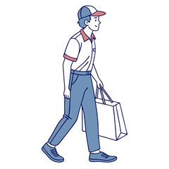 Male Delivery Worker with Parcel Bag in Uniform - Clean Vector Illustration. Perfect for: Cyber Monday, Logistics Appreciation Day