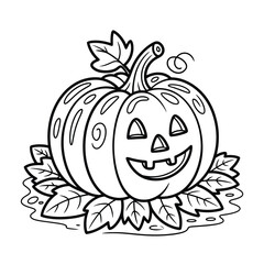 A straightforward line drawing of a pumpkin in black and white