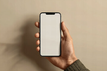 hand holding mobile phone template