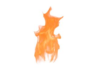 Isolated digital image of bright, orange flame on a white background