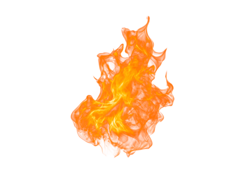 Orange flame isolated on white background, abstract fire element - Powered by Adobe