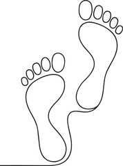 Footprints Outline Drawing for Journey or Pathway Visual Concepts