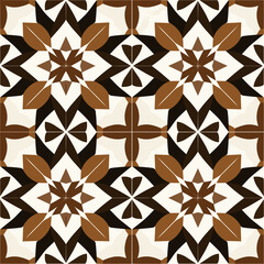 Rustic Moroccan tile pattern in beige and clay with geometric stars