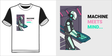 Machin meets mind, t shirt design  California t-shirt design. t-shirt design vector for print. quotes for t shirt
