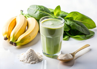Protein smoothie with spinach, banana, and protein powder generative ai