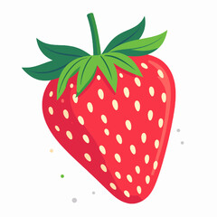 Vibrant Red Strawberry with Green Stem and Seeds on White Background a Fresh and Healthy Fruit