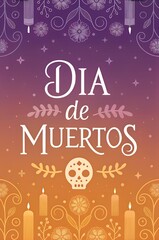Poster template for dia de muertos holiday, 
Illustration for dia de muertos holiday, Hand drawn flat dia de muertos background