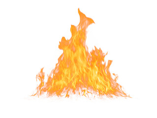 Fiery flames isolated on a clean white background