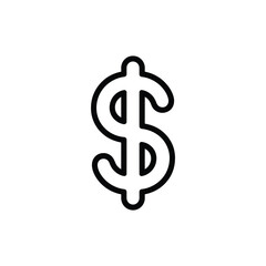 Simple outline of a dollar sign symbol on a white background