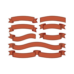 Obraz premium Collection of red ribbon design elements — two distinct sets with different styles. 