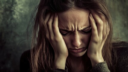 Fototapeta premium Womans Emotional Distress Pain and Suffering.