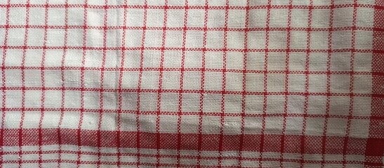 Classic Red White Checkered Cloth Fabric Texture