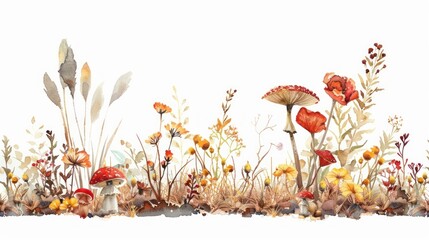 Whimsical autumn forest illustration