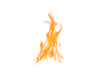 Isolated orange flame on white background