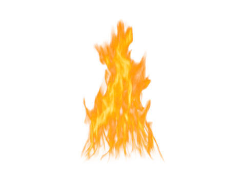 Isolated fire flames on a white background for compositing, special effects