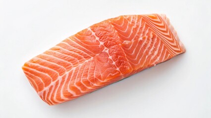 Fresh Raw Salmon Fillet: Vibrant Orange, Clean White Background, Healthy Seafood