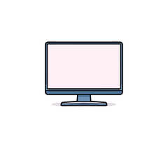 Vector art of a modern computer monitor with a blank screen is displayed