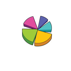 Fototapeta premium Vector art of a colorful pie chart displays business and statistical data