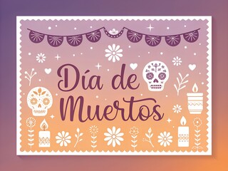 Poster template for dia de muertos holiday, 
Illustration for dia de muertos holiday, Hand drawn flat dia de muertos background