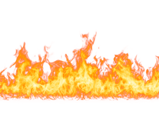 Vivid flames blazing brightly against a clean white background