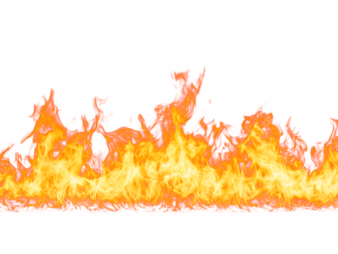 Vivid flames blazing brightly against a clean white background