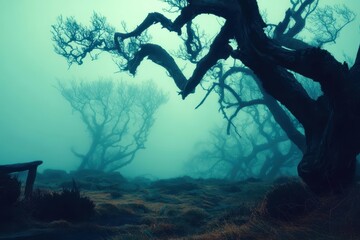 tree in the fog