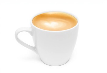 Fototapeta premium Close-up of a pristine white cup filled with rich cappuccino froth, isolated on a pure white background, cup, steam