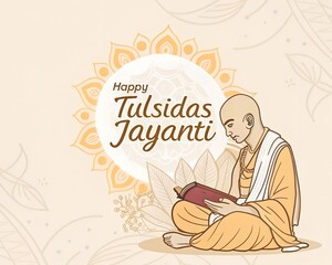 Hand-drawn sadh illustration, Tulsidas Jayanti Art Illustration, Tulsidas Jayanti, Rishi muni, Hand drawn sadhu illustration, Old man yogi, guru purnima