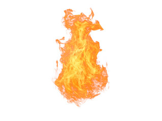 Bright realistic fire flame isolated on white background