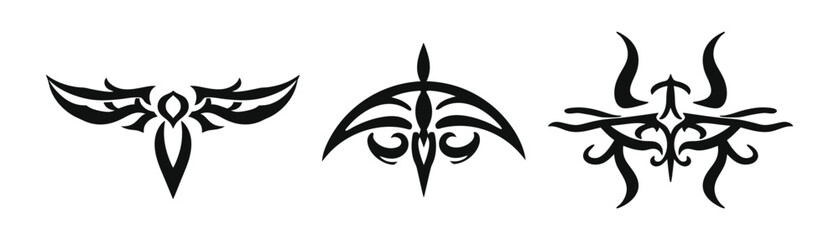 tribal emblem duo black and white silhouette vector illustration