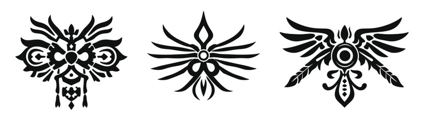 tribal wings crest pack black and white silhouette vector illustration