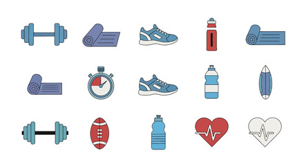 Sports and Fitness Vector Icon Set