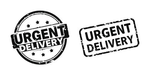 urgent delivery stamp black and white silhouette vector illustration