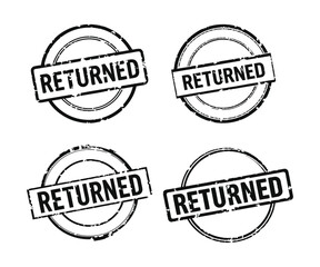 returned product stamp set black and white silhouette vector illustration