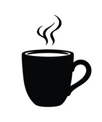 Obraz premium hot coffee mug cup black and white silhouette vector illustration