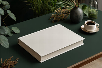 White book with blank pages on the table