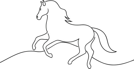 Continuous Line Art Illustration of a Running Horse Representing Freedom and Strength