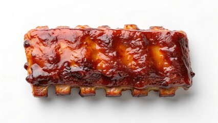 Overhead Shot of Glazed BBQ Pork Ribs, Studio Lighting, Appetizing Food Photography