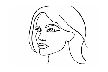Elegant woman face line art drawing portrait