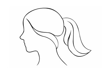 Woman profile silhouette with ponytail head hair