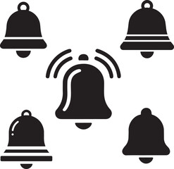 Bell Icons Vector Set – Notification, Alert, Alarm Symbols Pack