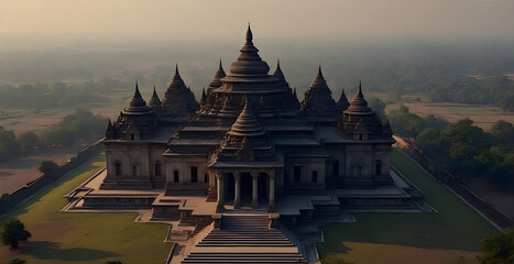 An aerial photograph of a grand Temple
