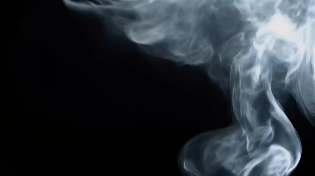 Silky gray white smoke ascends slowly against pure black filmed 60 fps portrait mode revised description positions K screensaver gothic titles fragrance ads cocktail bar menu