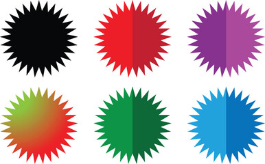 Colorful Starburst Stickers for Graphic Design.
