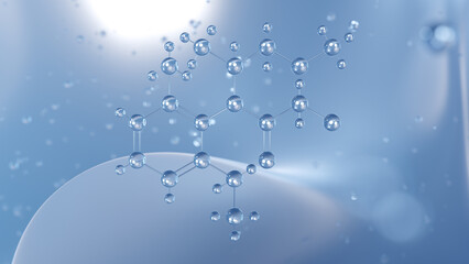metolachlor molecular structure, 3d model molecule, herbicide structural chemical formula view from a microscope