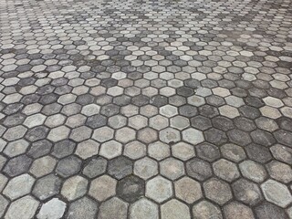Weathered Hexagonal Concrete Paving Block Floor