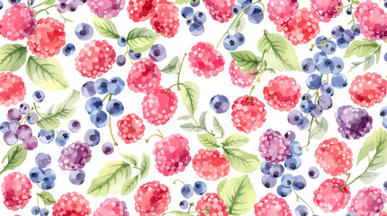 Berry seamless pattern. Cherry, strawberry, blueberry. Vector illustration 