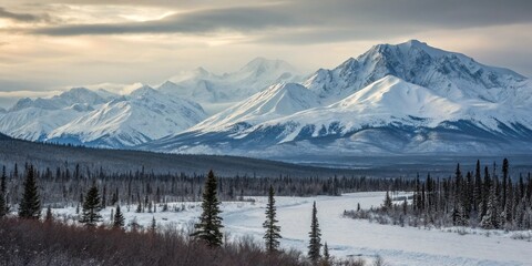 Alaska mountain range wilderness nature landscape snowy mountains wallpaper